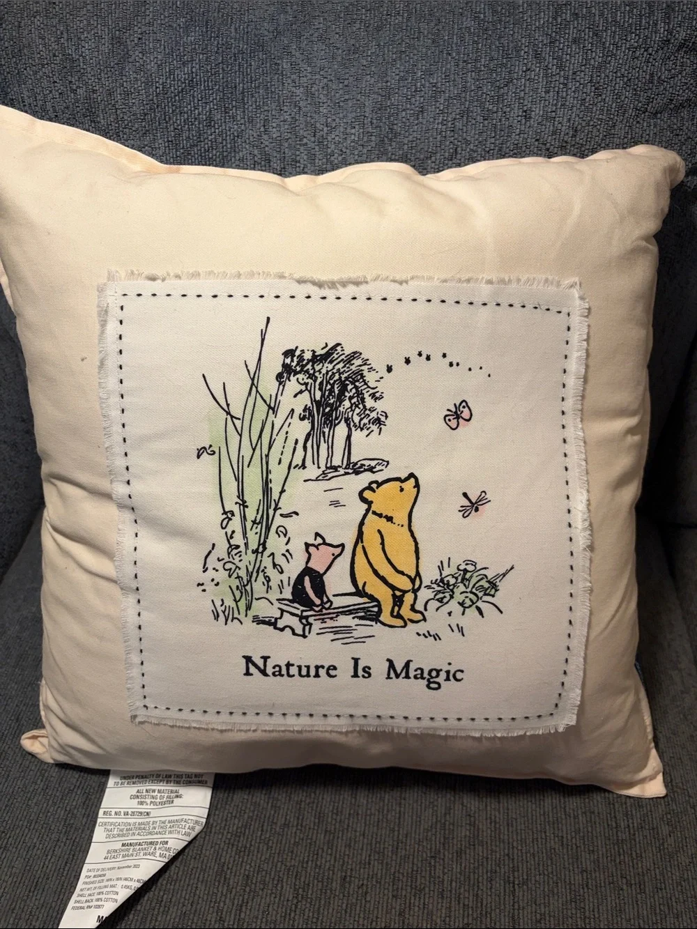 Berkshire Cream Accent Pillow with Yellow Winnie-the-Pooh Illustration